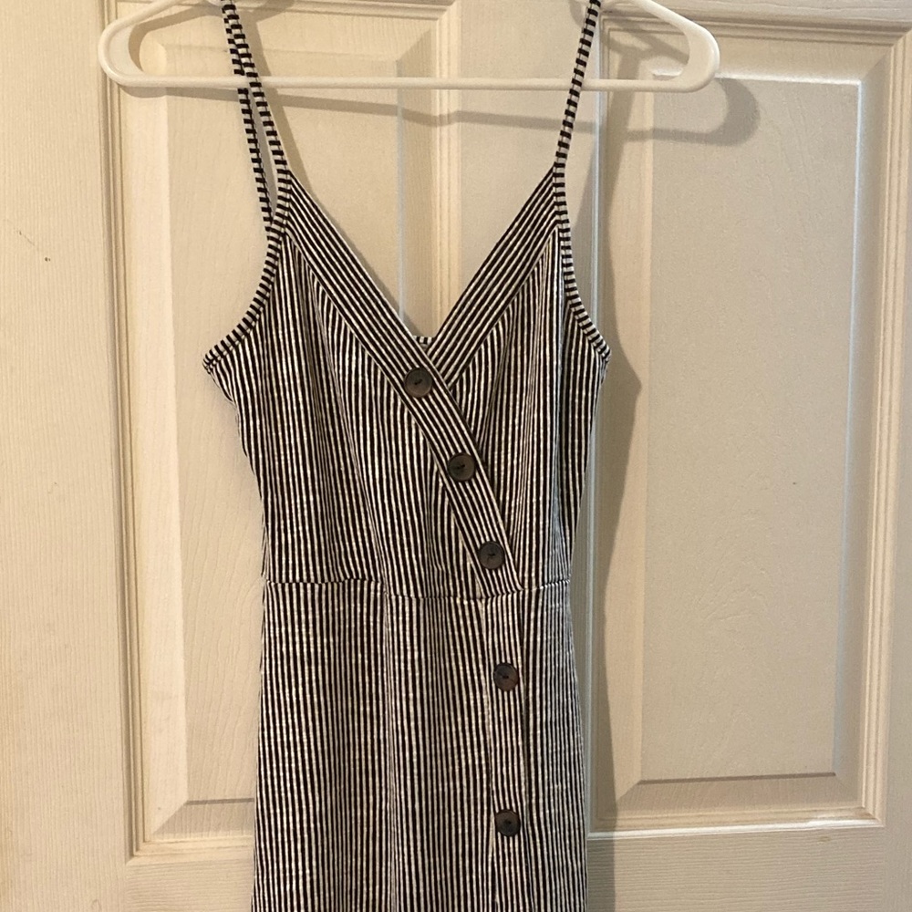 Caution To The Wind pin stripe black and white spaghetti strap dress